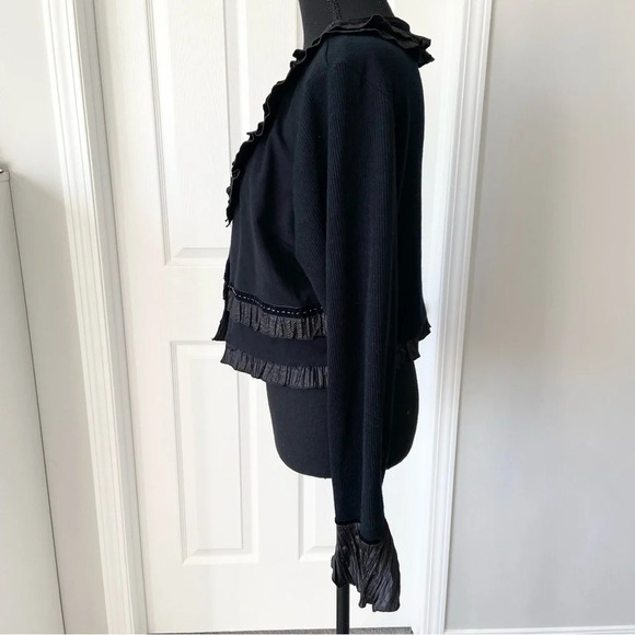 Fresh Fx Beaded Ruffles Open Front Cropped  Cardigan - Picture 2 of 14